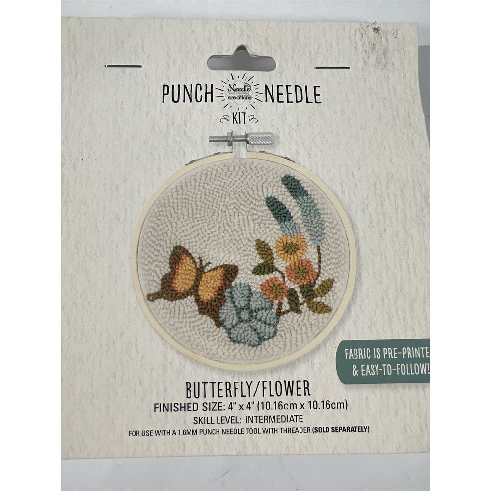 Needle Creations Punch Needle Kit Butterfly Flower Skill Level Intermediate New - Picture 3 of 9